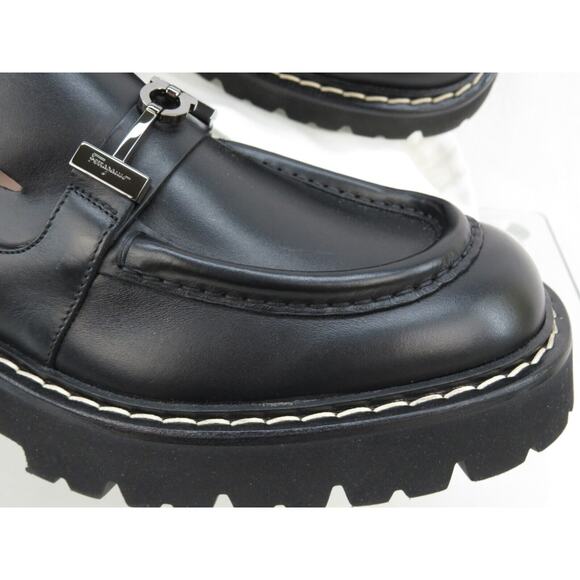 NIB FERRAGAMO IGNAZIO BLACK LEATHER GANCIO BIT LOGO LUG PLATFORM LOAFERS 10 M - Picture 11 of 14